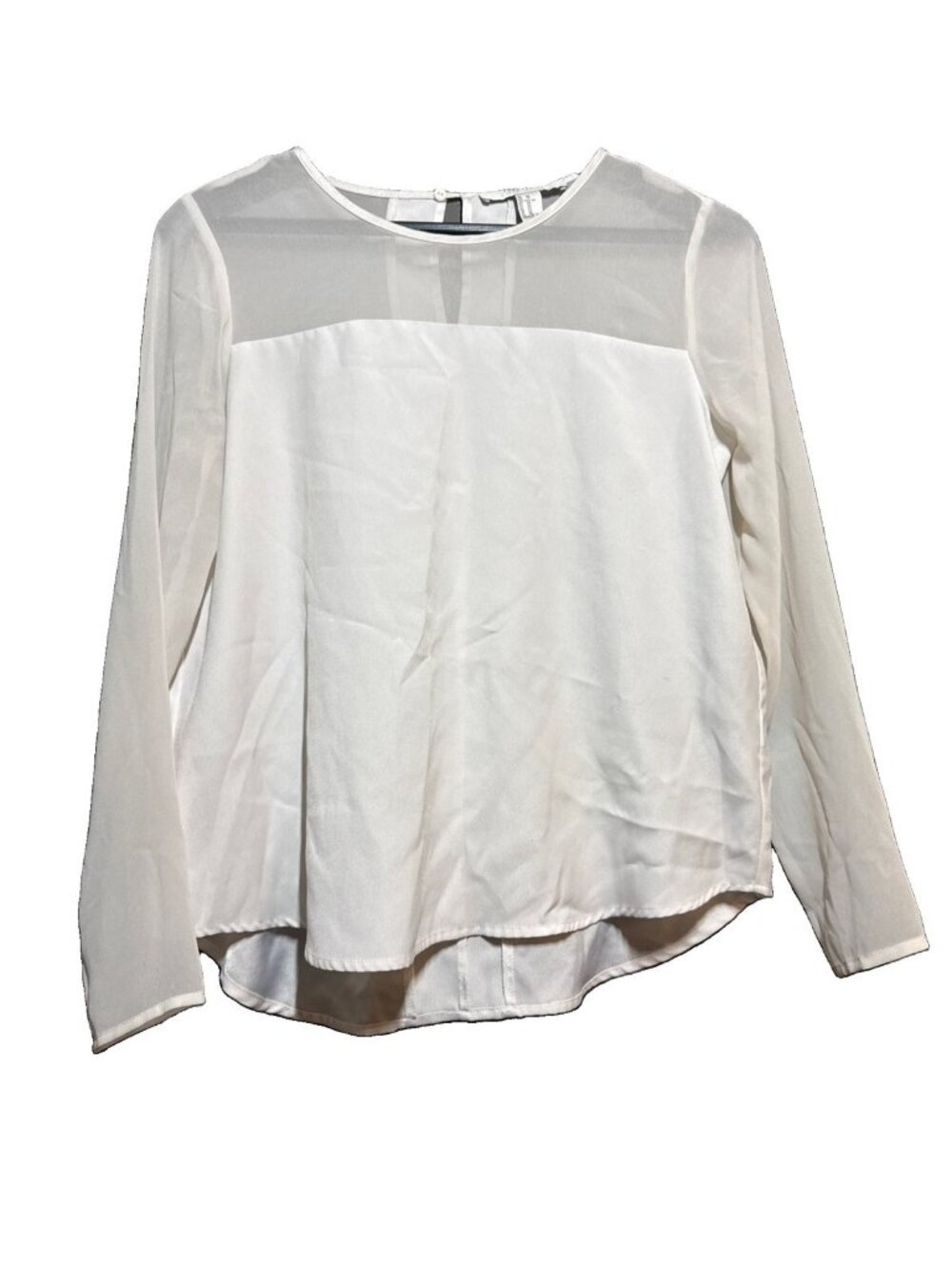 Forever 21 Blouse Top Womens Size XS Long Sleeve Pullover Back Button Chiffon